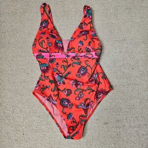 Boden Underband One Piece Swimsuit US 10 Pink Red Paisley Summer Beach from 2023